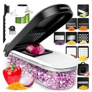 NEW Food Chopper Slicer & Spiralizer w/ Container 10 in 1, White